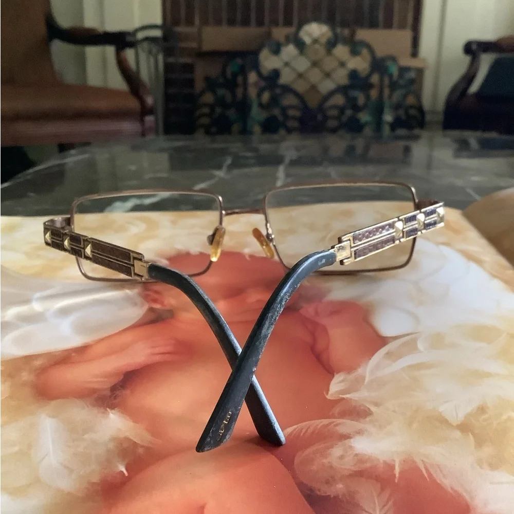 Caviar 4868 rectangle gold frame stud design Italian made eyeglass frame unisex